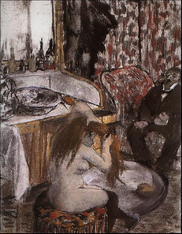 Edgar Degas Nude Woman Combing her Hair Norge oil painting art
